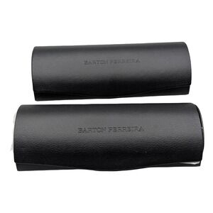 Lot 2x Barton Perreira Eyeglasses Case Set Black Faux Leather Hard Shell